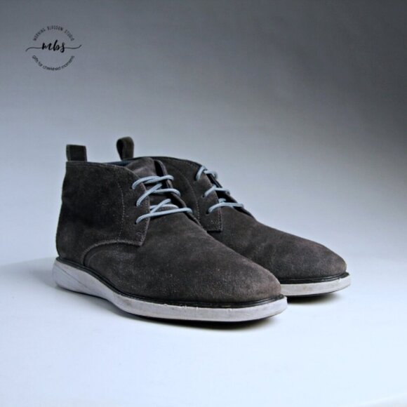 Cole Haan Grand Evolution Gray Suede Lace Up Chukka Boots Gray Men 9.5 - Picture 2 of 13